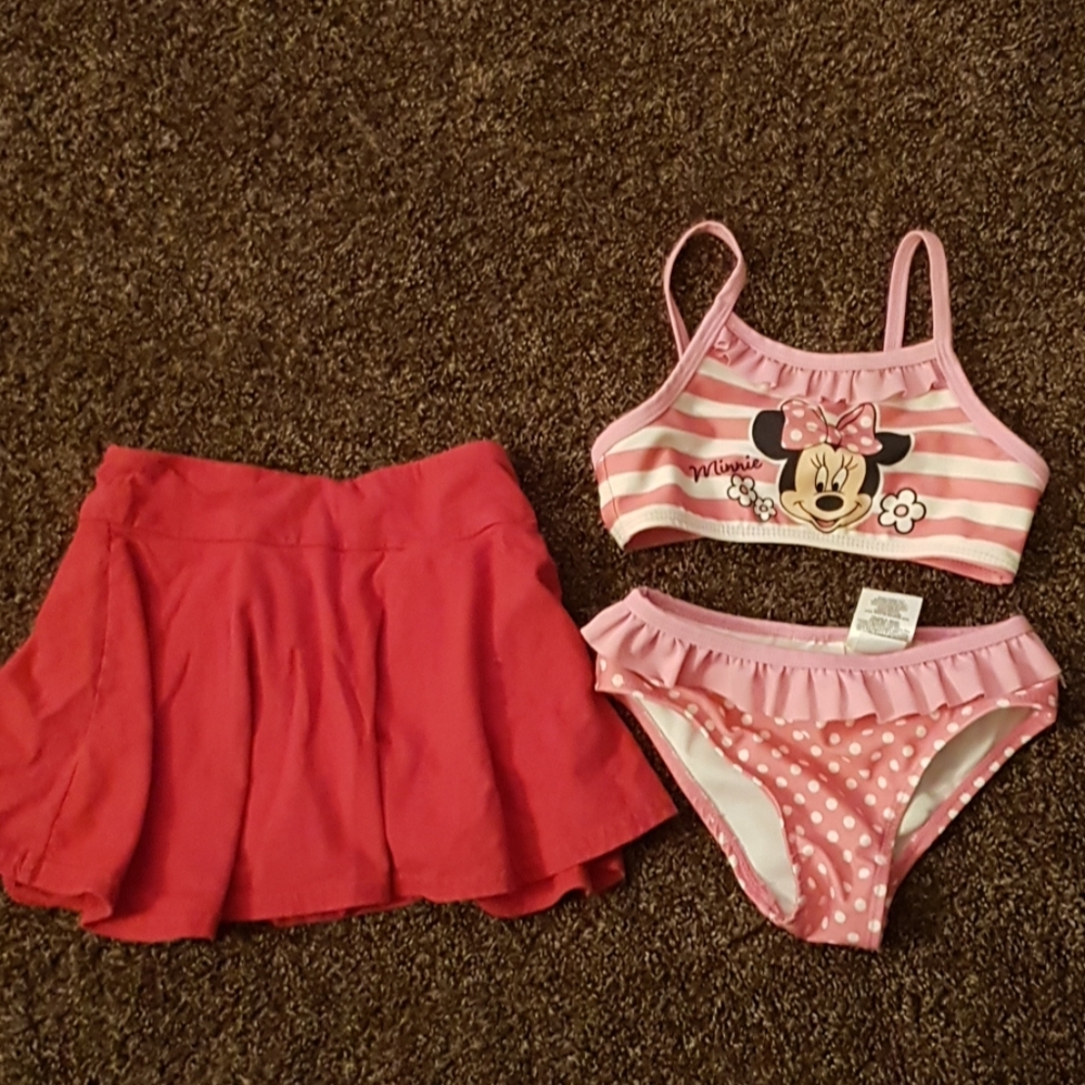 Disney skirt/shorts and Bikini size 4T